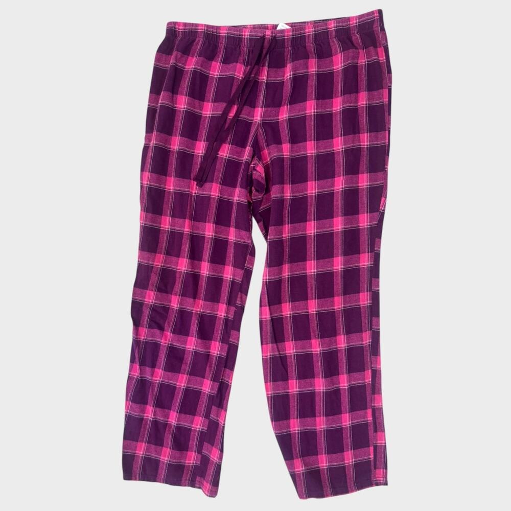 SO Intimates Purple Plaid Womens XL Sleep Pajama Pants 100% Cotton